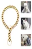 Hundhalsar metall stor guldfärgkedja sommar husdjur mode tillbehör bulldogg krage små hundar husdjur halsband zc4953080904