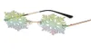 2020 Fashion Christmas Snowflake Solglasögon Kvinnor Män Framless Green Mirror Shades Clear Lens Festival Glasses GAFAS UV4005899372