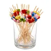 100pcs frutas bambu buffet buffet cupcake frut fork party salada salada bastão cocktail skewer para decoração de casamento