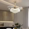 Ventilador de teto de lustre de cristal de ouro luxuoso com controle remoto - Fandelier elegante para quarto e sala - 3 velocidades, 3 luzes - 42 polegadas