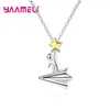 Pendant Necklaces Creative Jewelry Necklace For Girl Woman Fine 925 Sterling Silver Needle Star/Paper Airplane Cute Birthday Children's Day