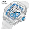 Armbandsur transparent plastvattentät lyxklocka Män och kvinnor märker Onola Faionsh Quartz Silikonklockor Relojes Para Hombre