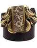 Double Dragon Echte lederen riem lichtere metalen plaat gesp voor Zippo Trading Company8946968