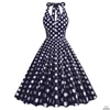 Casual Dresses Hepburn Style Lapel Cardigan Polka Dot Swing Retro Dress Cotton Women's Women