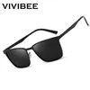 Sunglasses VIVIBEE Classic Rectangle Polarized Sunglasses Men Matte Black UV400 Fashion Square Sun Glasses Spring Hinge Driving Shades 24412