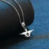 Sier S925 Sterling Plated Pendant Female Moissanite Necklace Female Angel Wings 50 Minutes Moissanite Necklace