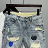 Arrival Summer Washed Mens Casual Denim Shorts Stylish Cat WhiskerCowboy Ripped Distressed Patched Skinny Short Jeans 240410