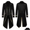 Trench da uomo Trench Meni Rinascimento Steampunk Tailcoat costumi di Halloween Vintage Green Pirate Victorian Giacca medievale gotica Abito Dr Otqan