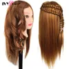 100% Human Hair Professional Coiffeur Cosmetology School Practice Head Mannequin Styling Heads Training Dolls Head with Stand