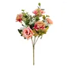 Fleurs décoratives Bouquet de branche longue rose de soie artificielle pour décoration de mariage de Noël Fausses de Noël