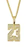 hip hop number 23 diamonds pendant necklaces for men golden silver alloy rhinestone luxury necklace Cuban link chain fashion jewel1481885
