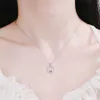 Sier S925 Sterling One Mosan Diamond Collier Rague de craquelle Pendante Femelle légèrement incrustée avec une chaîne de clavicules en pierre de mosan Diamond Femelle