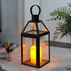 Candle Holders Black Stainless Steel Holder Lantern Decorative Hanging For Indoor Outdoor Wedding Parties Garden Home Decor