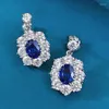 Boucles d'oreilles en direct S925 argent 6 8 bleu tanzanien ovale pour les bijoux élégants polyvalents pour femmes petits et