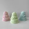 Trois couches de gâteau de coeur bougie en silicone moule de fleur de fleur de mariage Savon à gâteau résine Moule de glace au chocolat Cadeau de fête d'anniversaire de fête