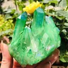 Figurines décoratives ange vert cristal naturel Aura Quartz Cluster Spécimens Roue de titane durci
