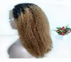 1B 27 Blonde Lace Front Wig Raw Indian Kinky Curly Ombre Human Hair Colored Wigs Pre Plucked Blonde Curly T Part Frontal Nat1800796