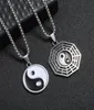 New Stainless Steel Yin Ying Yang Pendant Necklace Black White Necklace Men PU Leather Necklaces Jewelry Vintage8328149