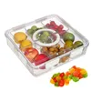 Placas Organizador de lanches de prato de frutas com alça de armazenamento quadrado transparente 6 bandeja de compartimento Platters portáteis para a festa