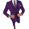 Mode männlicher Anzug schlanker Fit Revers Elegant Formal 3 Stücke Hochzeit Smoking Blazervestants Kostüm Homme 240412