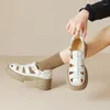 Dress Shoes Fedonas 2024 Summer Gladiator Women Sandals Platform Holle pumps Echt lederen dikke hakken Vrouw Werken casual buiten