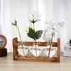 Vases terrarium avec support de pivot en métal en bois pour les plantes hydroponiques Decoration de bureau de mariage du jardin (couleur en rondins)