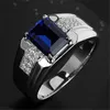 High grade sapphire ring mens blue zirconia emerald fashionable and domineering jade black gemstone non fading