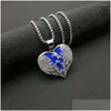 Pendant Necklaces Potcet Neutral Stainless Steel Blue Heart Wing Titanium Necklace Geometric Hip Hop Fashion Party Jewelry Drop Delive Dhdp5