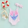 One-Pieces Breathable Little Girls One-piece Swimsuit Summer Children Cute Flamingo/Tie-dye Printing Fly Sleeve Swimwear for Vacation Y240412