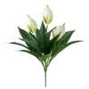 装飾的な花3ヘッド人工熱帯アンチュリウムホームデスクトップのための偽の花の偽の植物植物