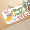 Carpets Easter Printed Wood Grain Egg Floor Mat Entry Door Living Room Kitchen Flannel Carpet Bathroom Non-slip