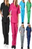 Women039SパンツCapris Solid Color Unisex Men Men Shimtreeve v Neck Nurses Scrubs Topspants Nursing Working Uniorm Set 8114020