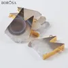 Подвесные ожерелья Borosa милая M Shape Natural Agates Druzy Connectors Сделание 24 -дюймовые золотистые для женщин аксессуары для ювелирных изделий