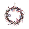 Fiori decorativi Ghirlanda patriottica 7.4 American Memorials Day Burlap Bows Garlands Door Door White and Blue