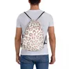 Mochila lujosa tragada a mano Rose leopardo mochilas estampadas de estampado casual bolsas de cordón portátil