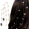 Saç klipsleri 1 pair kelebek zinciri kadınlar için kız moda metal örgülü uzun püsküller saç tokası aksesuarları dekorasyon