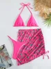 Mulheres femininas Biquíni Mulheres Ministras 2024 Bikinis Halter Pink Set