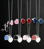 Enamel blue Pink Green Double Heart Jewelry sets Charms Necklace and Earrings Fashion Stainless letters Sun gold Jewellery Tset1829886