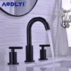 Badkamer wastafel kranen messing wijdverbreide bassin mixer tap dek gemonteerd 2 handgreep draaibare kraan zwart/chroom/geborsteld goud/nikkel/orb