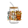 Personalize Halloween Fall Coffee Cup Design UV DTF adesivo para 16 onças de desbotamento