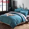 Bedding Sets 2024 Product 4PCs Polyester Fiber High Quality Pure Color Reactive Dyeing Double-Sided Quilt Cover Pillowcase