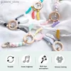 Mobiles# 1pc Baby Teether Siliocne Beads Feather Teething Pendant Pram Clip Hanging Toys Mobile Holder Stroller Chain Newborn Wooden Gym Y240412