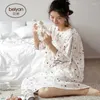 Home Clothing Spring Cotton Pajamas Women Slept 7 Minutes Of Sleeve Skirt Loose Big Yards Han Edition Long Household To Take