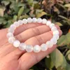 1 pc Fengbaowu Bracelet de sélénite naturel Perles rondes blanches Reiki guérison Bijoux en pierre pour femmes hommes 240402