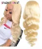 28 tum Middle Body Wave Lace Front Remy Brasilian 131 Wigs 613 Blond Djup Part Human Hair Wig Pre Plocked2542734