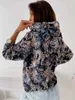 Bluzy damskie moda luźna z kapturem pullover kwiatowy nadruk kwiatowy