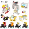 Baby Series MOC Building Blocks Home Furniture Baby Carriage Crib Wood Horse She Polstol Modell Bricks DIY Assembly Toys For Kids