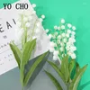 Decorative Flowers 6Pcs/Set White Artificial Lily Of The Valley Decor Plastic Fake Flower For Office Living Room Party Accessories