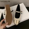 Casual Shoes Suojialun Spring Autumn Women Flat Fashion Round Toe Grunt Slip On Ladies Mary Jane Soft Dress Ballerinas S S