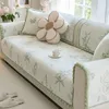 Luxury Sofa Mat Handduk med pälsbollkant Sofa Covers för vardagsrum l Form Chaise Lounge Couch Slipcovers Pets Kids Mat Cover